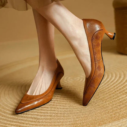 Women's Heel Pointed-Toe Design Embossed Texture | Day-to-Night Wear 4
