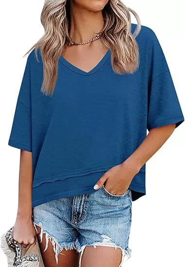 Womens Lightweight V Neck Short Sleeve Top Product Image 07