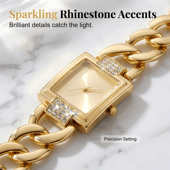 Womens Square Rhinestone Bracelet Watch Product Image 03