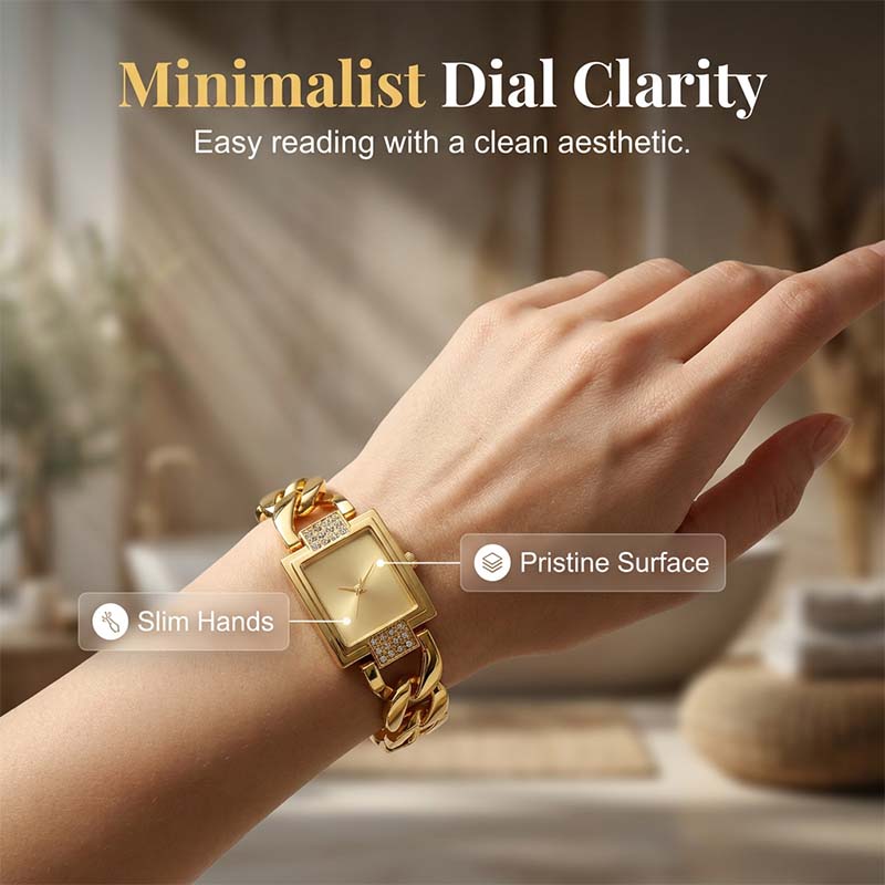 Womens Square Rhinestone Bracelet Watch Product Image 04