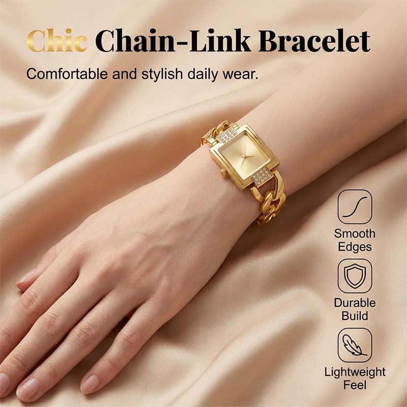Womens Square Rhinestone Bracelet Watch Product Image 06