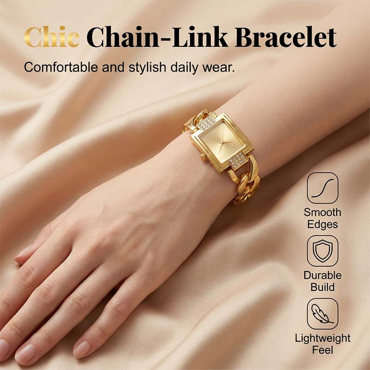 Womens Square Rhinestone Bracelet Watch Product Image 06