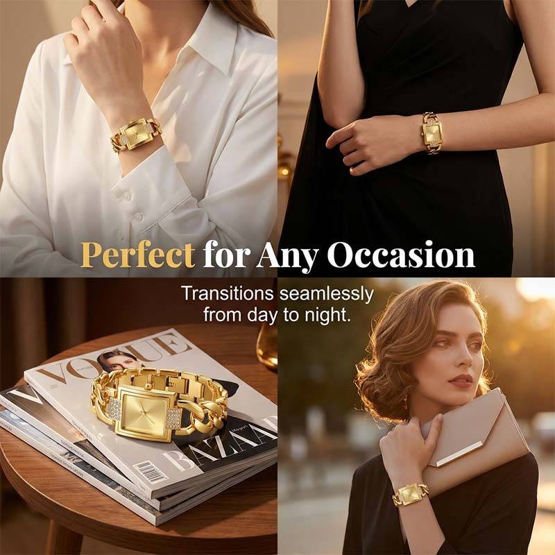 Womens Square Rhinestone Bracelet Watch Product Image 08