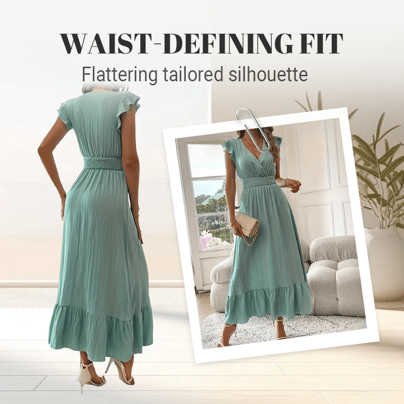 Womens V Neck Ruffle Maxi Dress Product Image 07