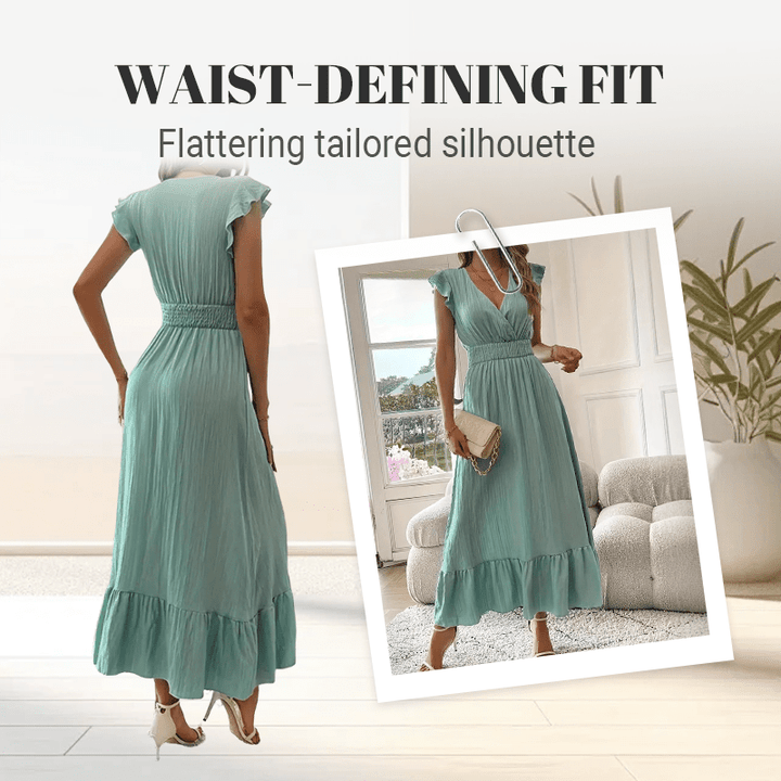 Womens V Neck Ruffle Maxi Dress Product Image 07