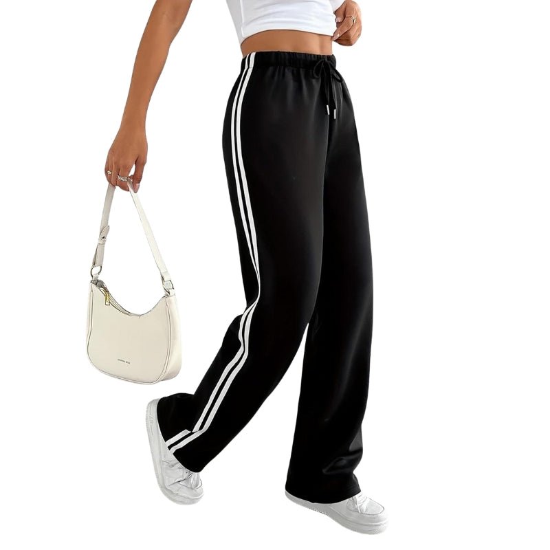 Women's Wide Leg Pants Elastic Waistband Side Stripe Design | Casual Everyday Wear 6