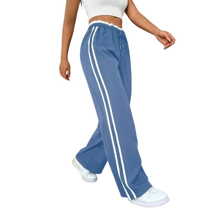 Women's Wide Leg Pants Elastic Waistband Side Stripe Design | Casual Everyday Wear 1