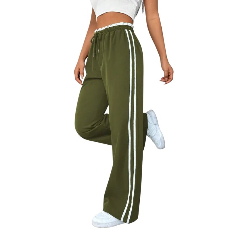 Women's Wide Leg Pants Elastic Waistband Side Stripe Design | Casual Everyday Wear 3