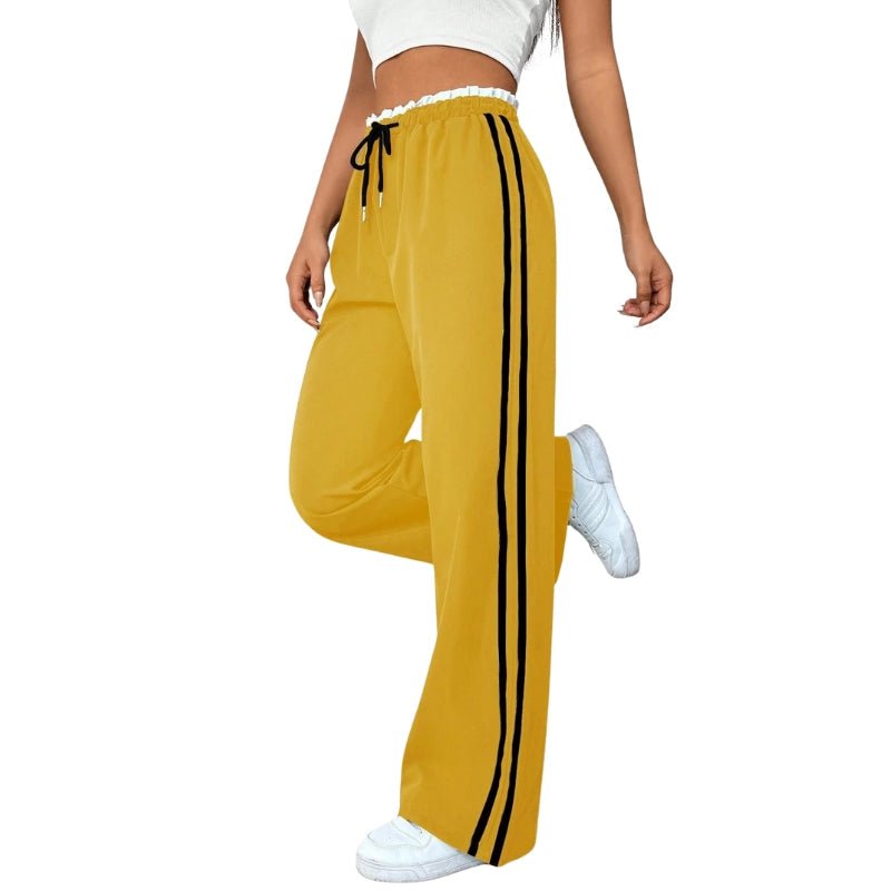 Women's Wide Leg Pants Elastic Waistband Side Stripe Design | Casual Everyday Wear 5