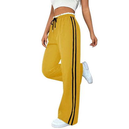 Women's Wide Leg Pants Elastic Waistband Side Stripe Design | Casual Everyday Wear 5