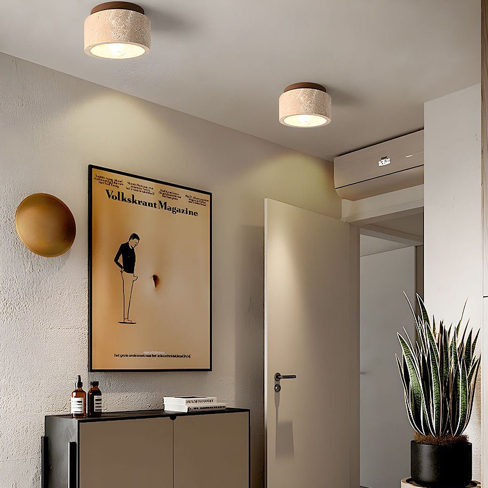 Wood Flush Mount Ceiling Light – Modern Cylindrical Design for Living Room, Bedroom, and Hallway 11