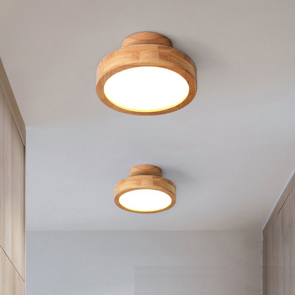 Wooden LED Flush Mount Ceiling Light – Elegant Design for Home Illumination, Energy-Efficient, Space-Saving Fixture 0