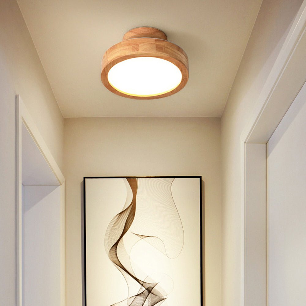 Wooden LED Flush Mount Ceiling Light – Elegant Design for Home Illumination, Energy-Efficient, Space-Saving Fixture 1
