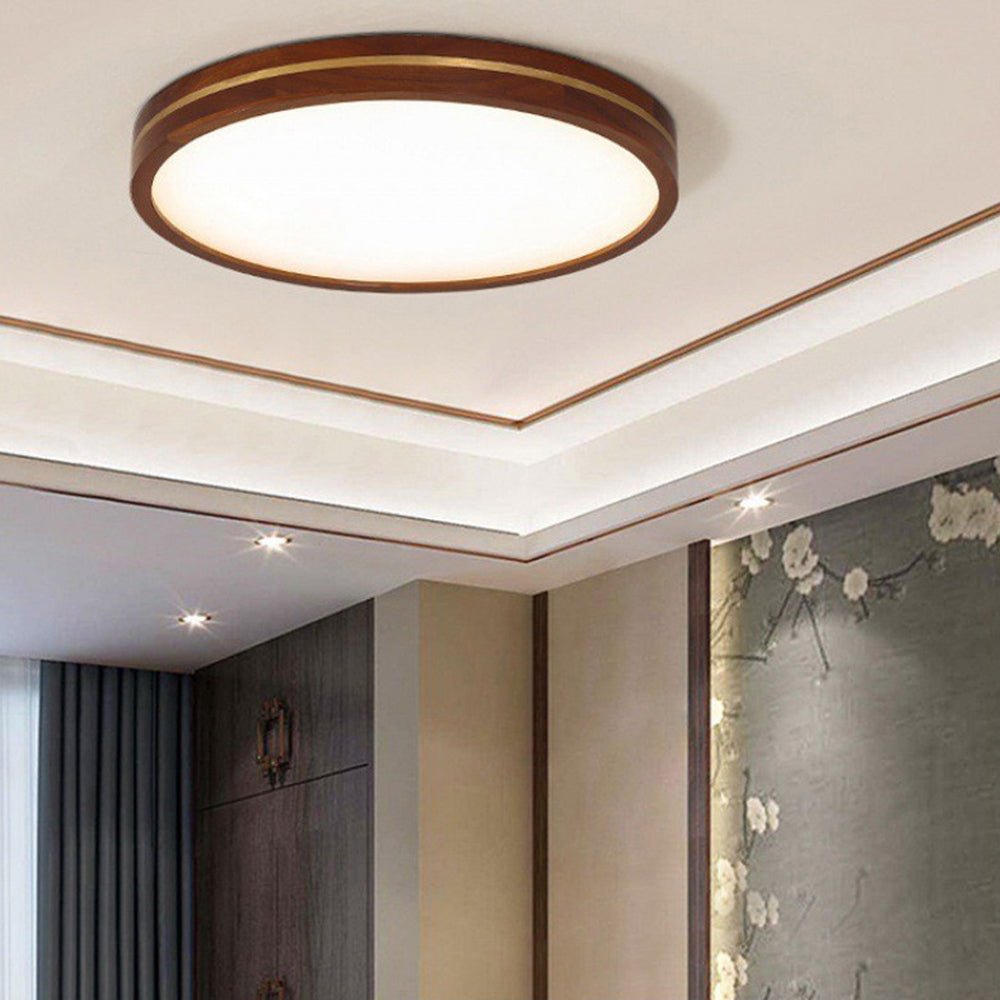 Wooden LED Flush Mount Ceiling Light with Dimmable Function – Modern Design for Indoor Spaces 1