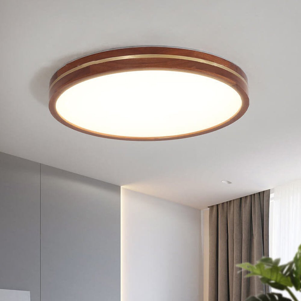 Wooden LED Flush Mount Ceiling Light with Dimmable Function – Modern Design for Indoor Spaces 2