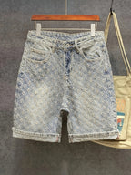 Wovell Jacquard Denim Shorts (Light Blue XS) - | Zavonix