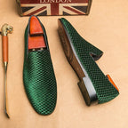 "Woven Velvet Loafers" Woven Velvet Loafers (Emerald 6) - | Zavonix