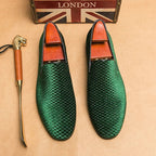 "Woven Velvet Loafers" Woven Velvet Loafers (Emerald 6) - | Zavonix