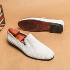 "Woven Velvet Loafers" Woven Velvet Loafers (Pearl White 6) - | Zavonix