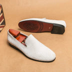 "Woven Velvet Loafers" Woven Velvet Loafers (Pearl White 6) - | Zavonix