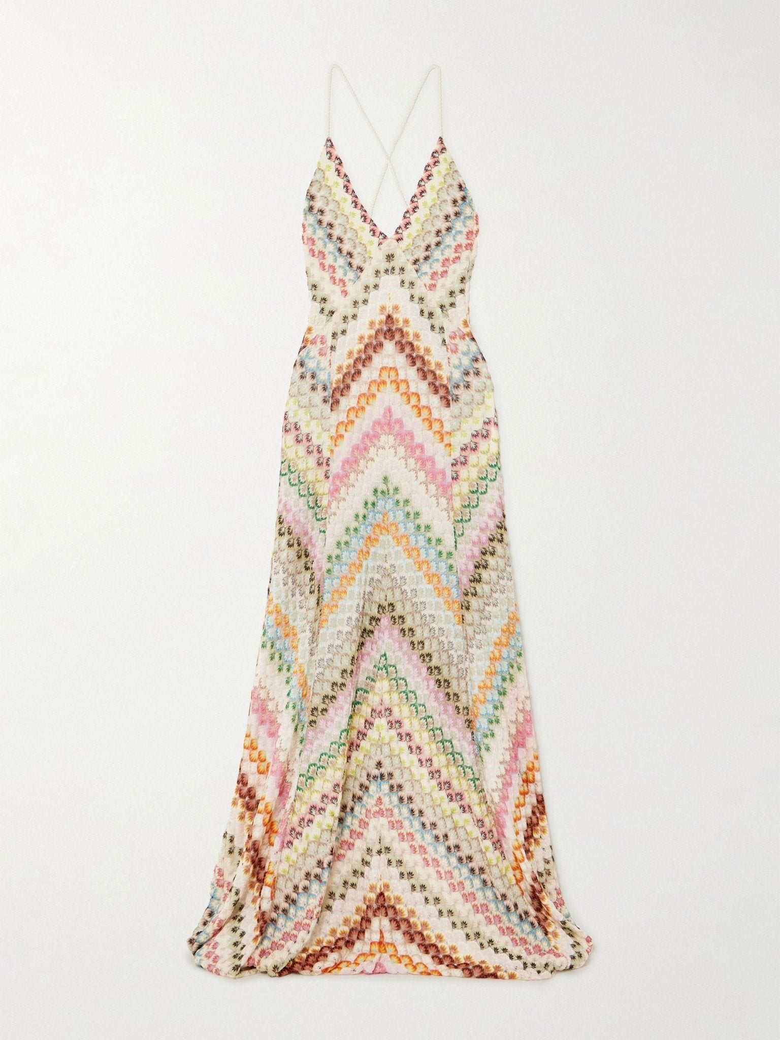 Woven Vibrant Chevron Pattern Open Back Maxi Dress (XS ) - Maxi Dresses | Zavonix