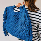 Woven Whimsy Crochet Bag (Blue S) - Women bags | Zavonix