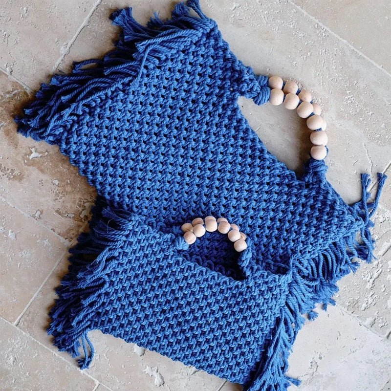 Woven Whimsy Crochet Bag (Blue S) - Women bags | Zavonix