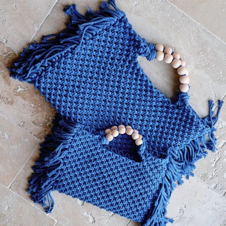 Woven Whimsy Crochet Bag (Blue S) - Women bags | Zavonix
