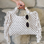 Woven Whimsy Crochet Bag (White S) - Women bags | Zavonix