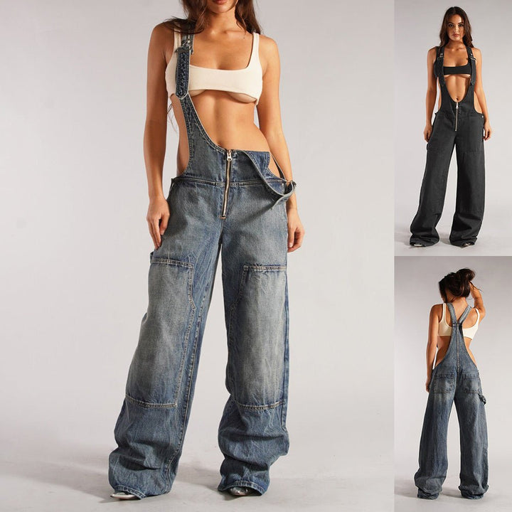 Yara Denim Y2K Overalls | Stylish Wide Leg Design, Cotton Jumpsuit for Women