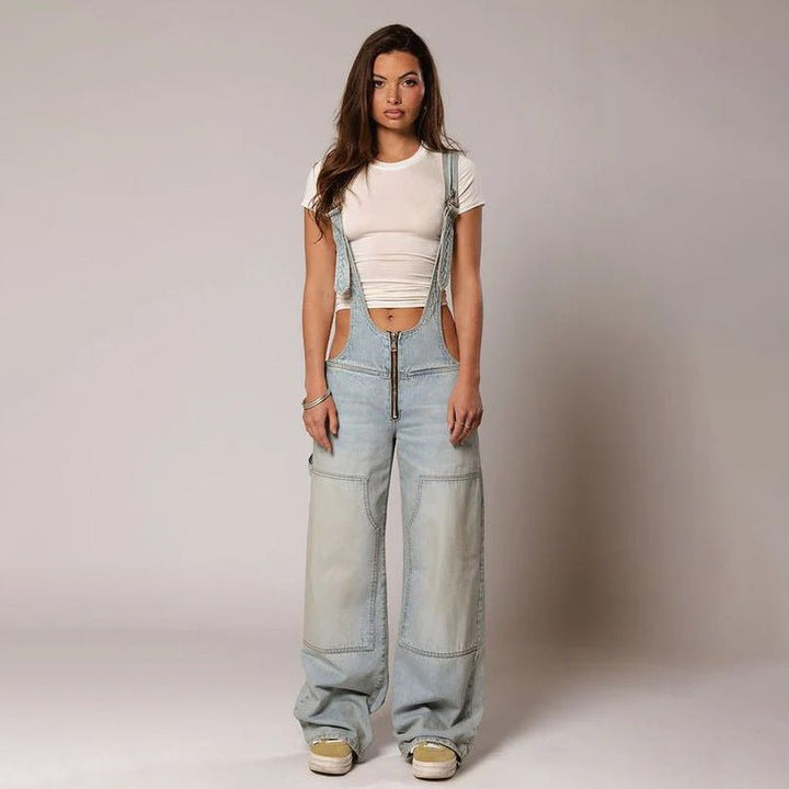 Yara Denim Y2K Overalls | Stylish Wide Leg Design, Cotton Jumpsuit for Women