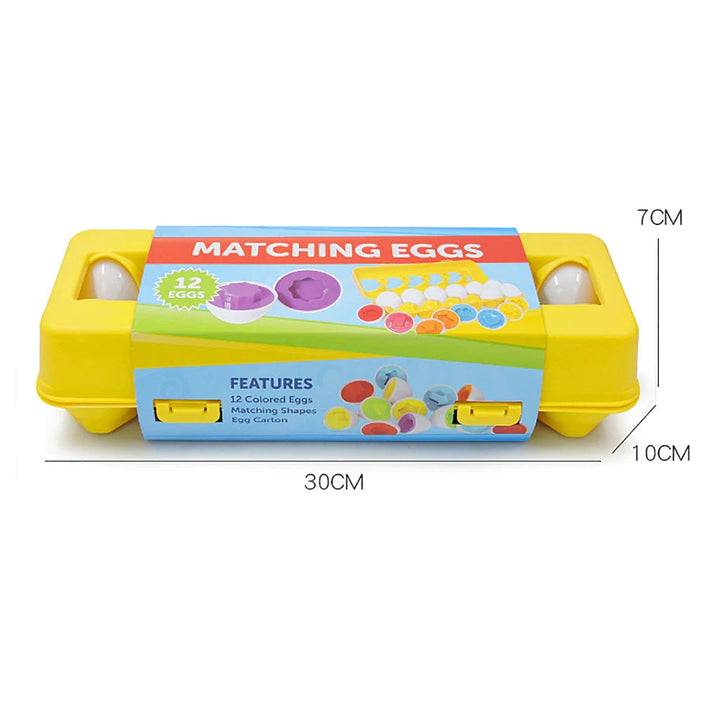 Yellow egg carton measuring 30 cm long, 10 cm wide and 7 cm high