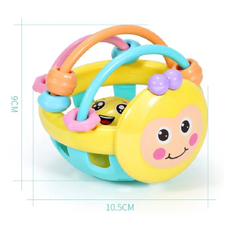 Yellow sensory chew toy with measurements of 10.5 cm wide and 9 cm tall