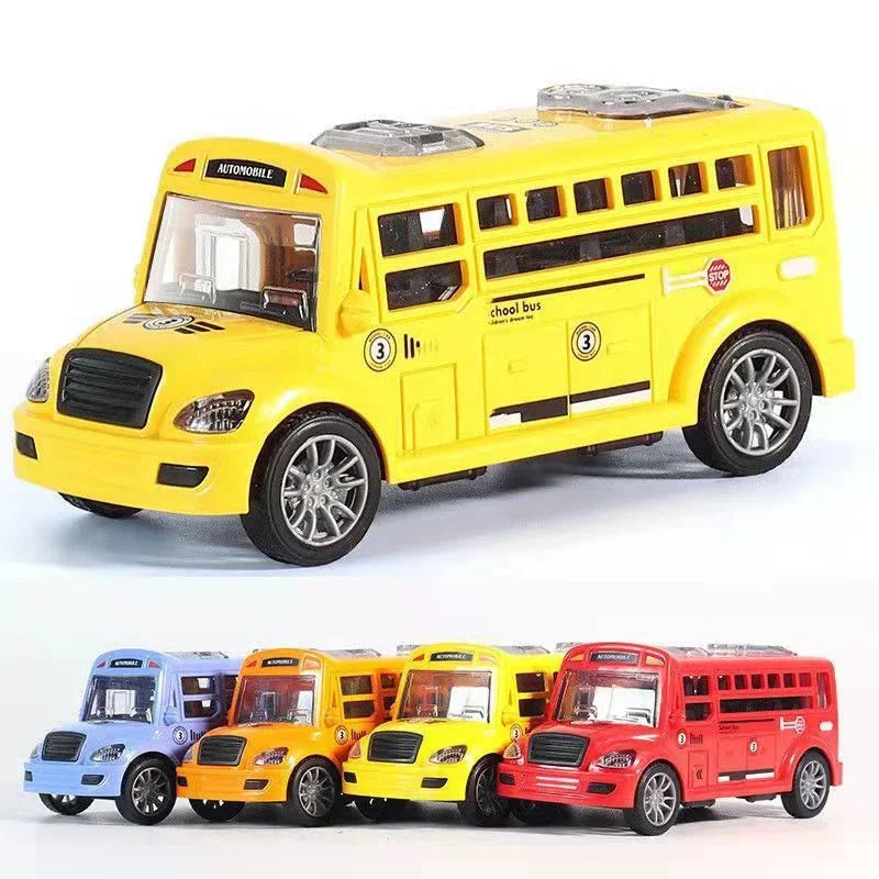 Yellow toy bus shown above a lineup of four color options