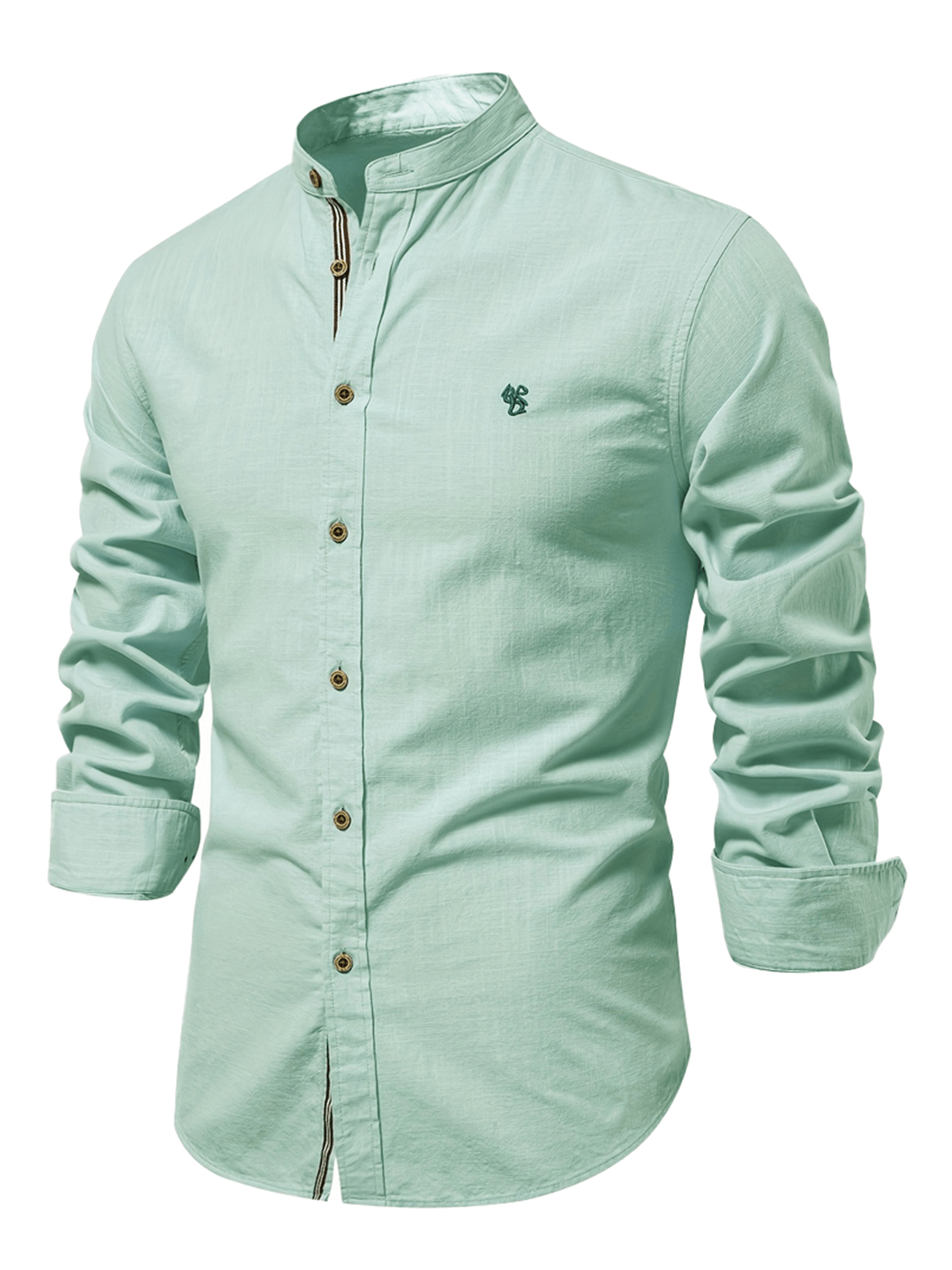 Zalven — Men's 100% Cotton Long Sleeve Shirt with Wide Collar (Gray XS) - Long Sleeve Shirt | Zavonix