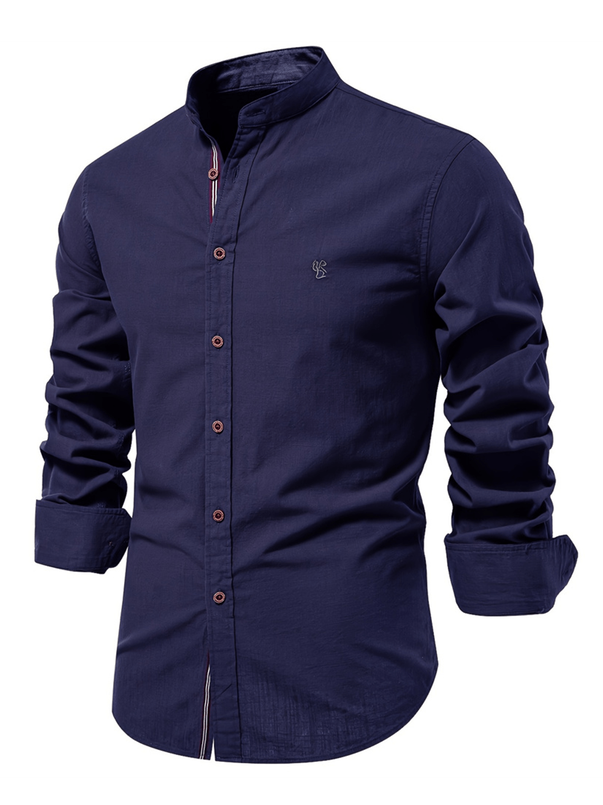 Zalven — Men's 100% Cotton Long Sleeve Shirt with Wide Collar (Gray XS) - Long Sleeve Shirt | Zavonix