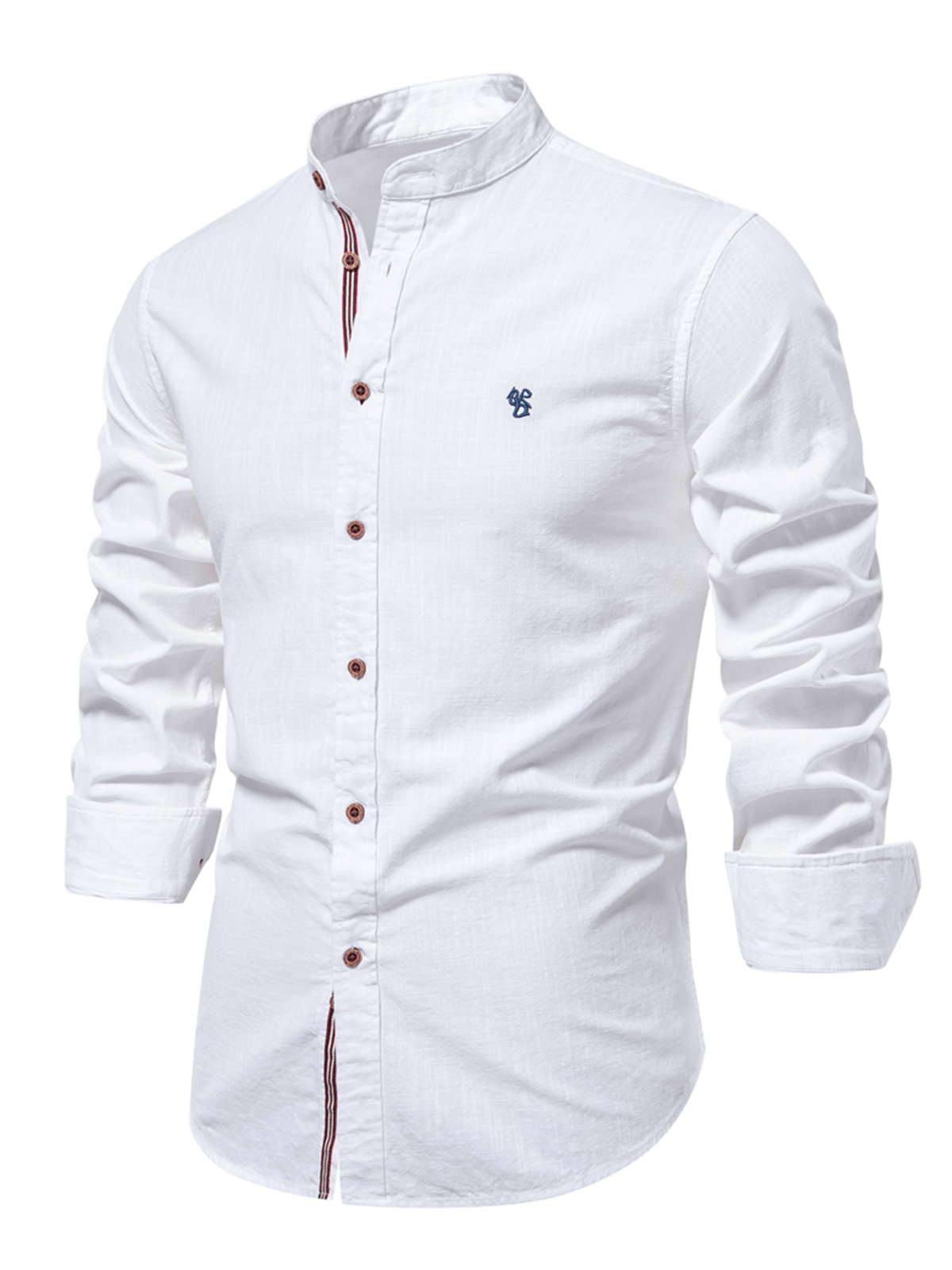 Zalven — Men's 100% Cotton Long Sleeve Shirt with Wide Collar (Gray XS) - Long Sleeve Shirt | Zavonix
