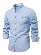 Zalven — Men's 100% Cotton Long Sleeve Shirt with Wide Collar (Light blue XS) - Long Sleeve Shirt | Zavonix