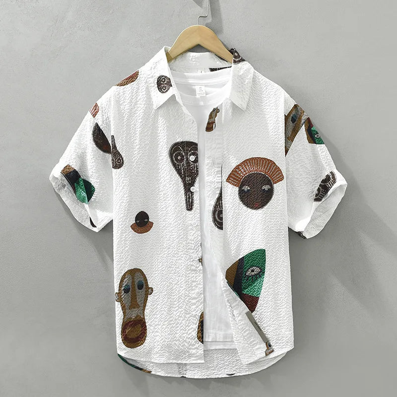 Zaren — Artistic Cubist Tribal Shirt in Soft Breathable Fabric (Green XS) - | Zavonix