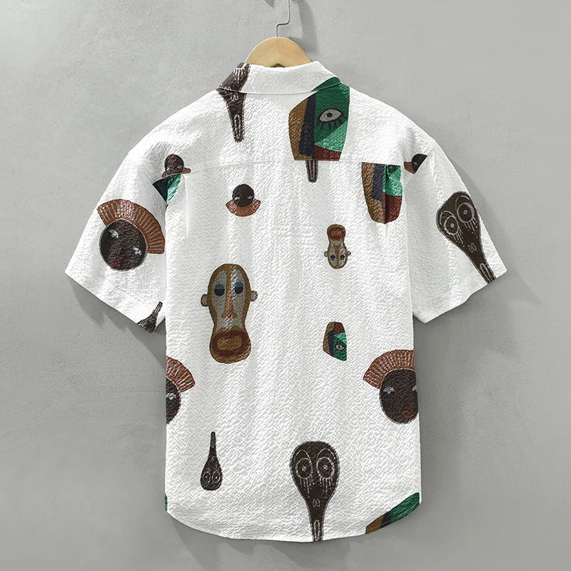Zaren — Artistic Cubist Tribal Shirt in Soft Breathable Fabric (Green XS) - | Zavonix