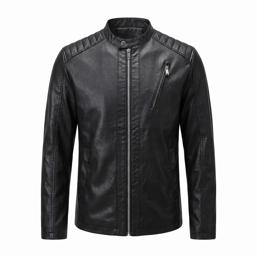 Zhurmecald Quilted-Shoulder Leather Jacket product image 1