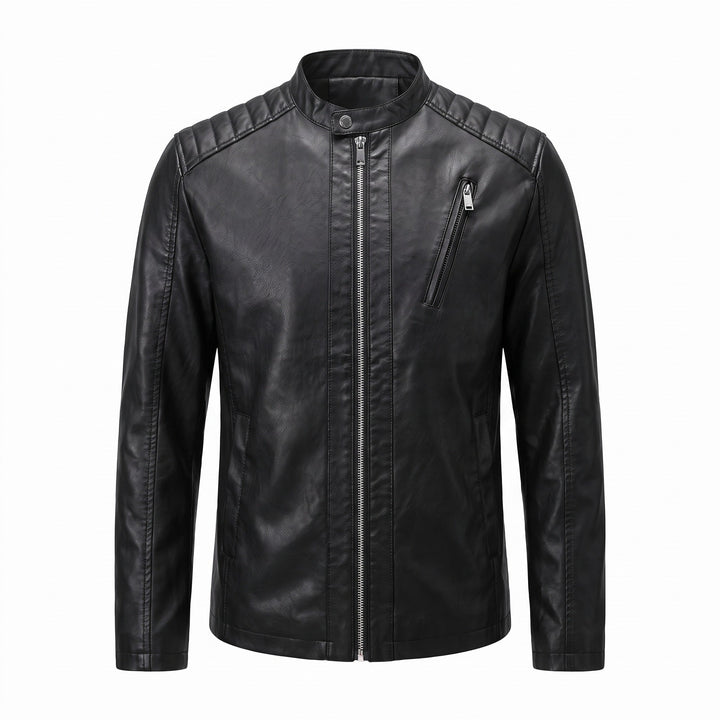 Zhurmecald Quilted-Shoulder Leather Jacket product image 1