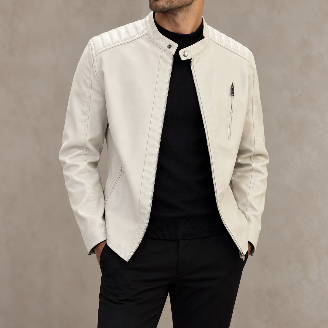 Zhurmecald Quilted-Shoulder Leather Jacket product image 7