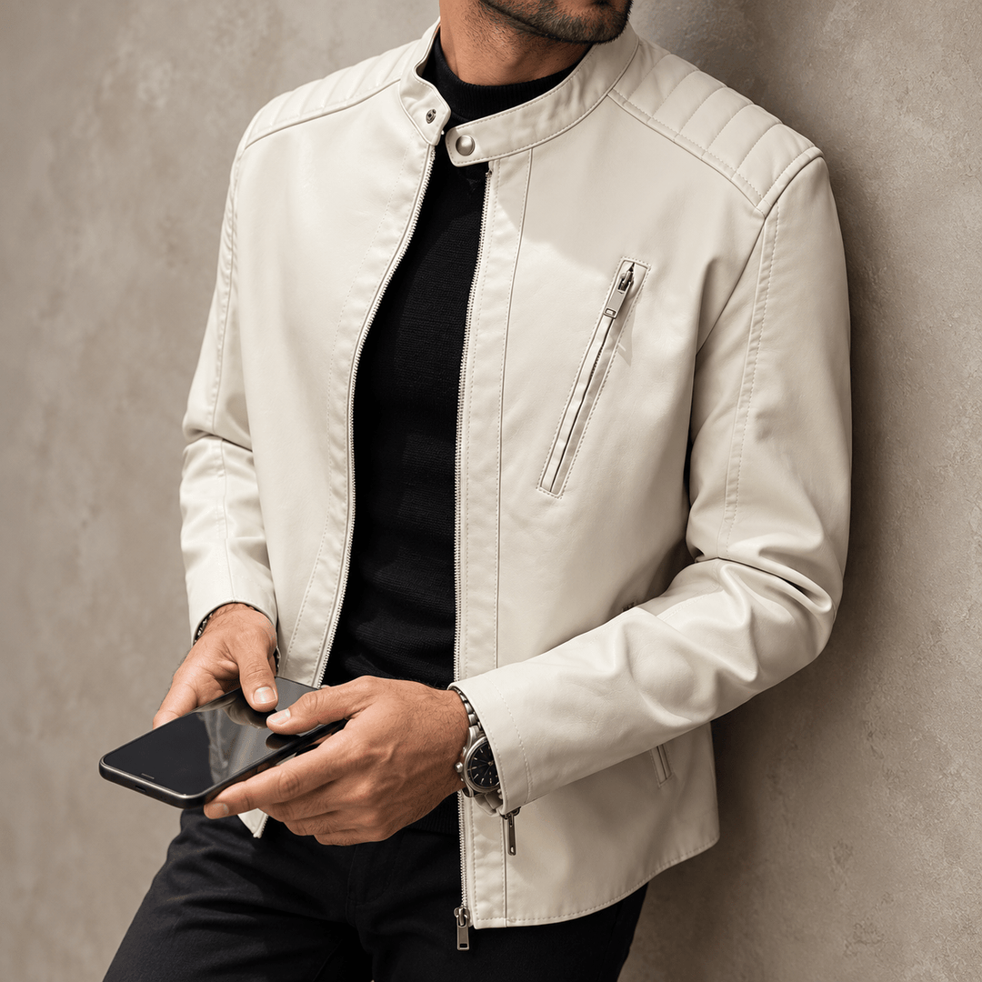 Zhurmecald Quilted-Shoulder Leather Jacket product image 9