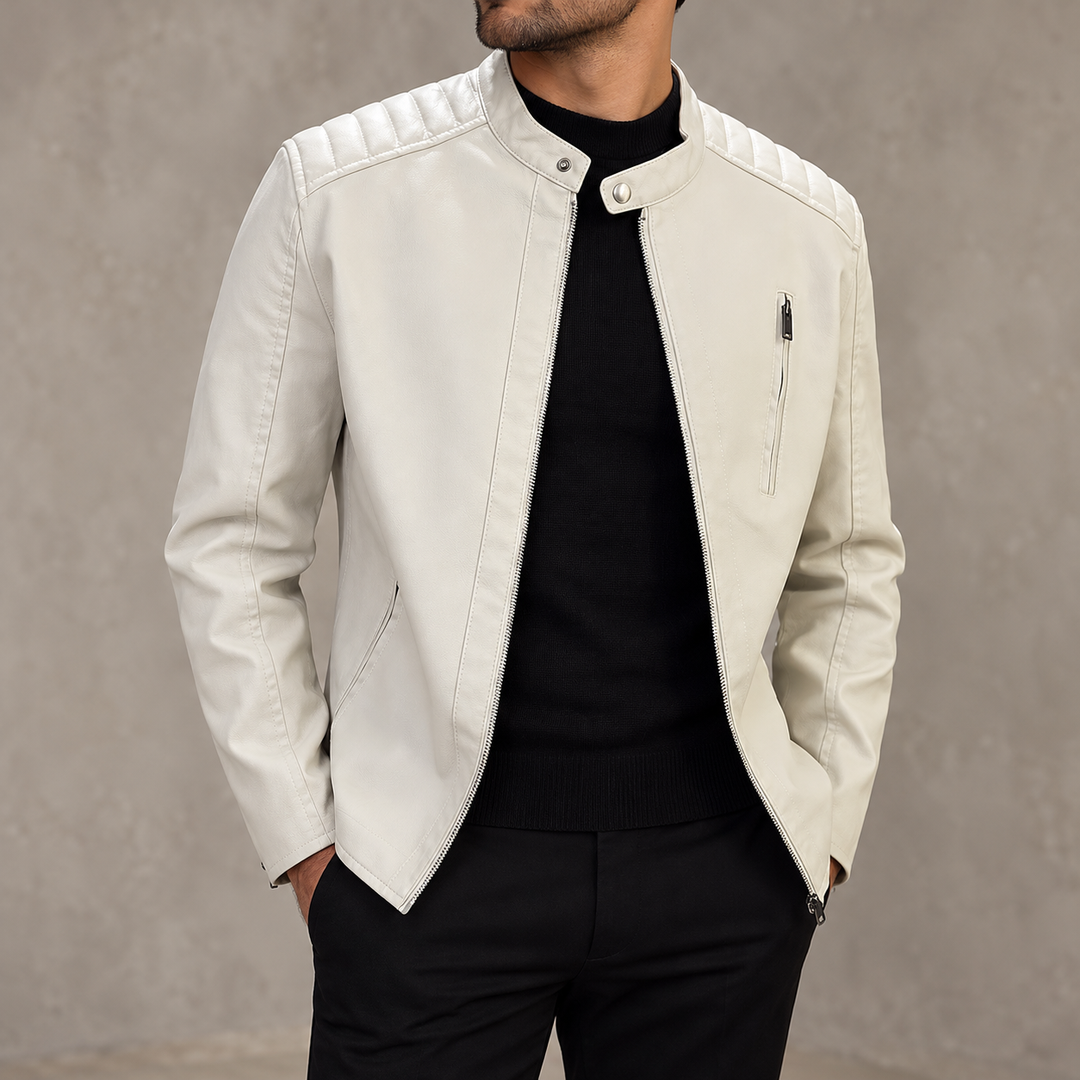 Zhurmecald Quilted-Shoulder Leather Jacket product image 11