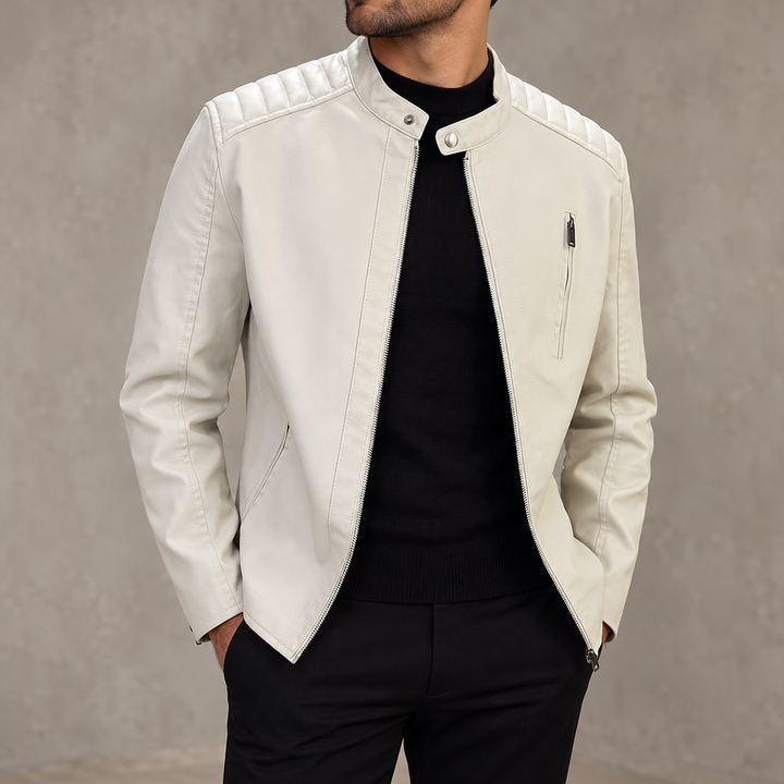Zhurmecald Quilted-Shoulder Leather Jacket product image 11