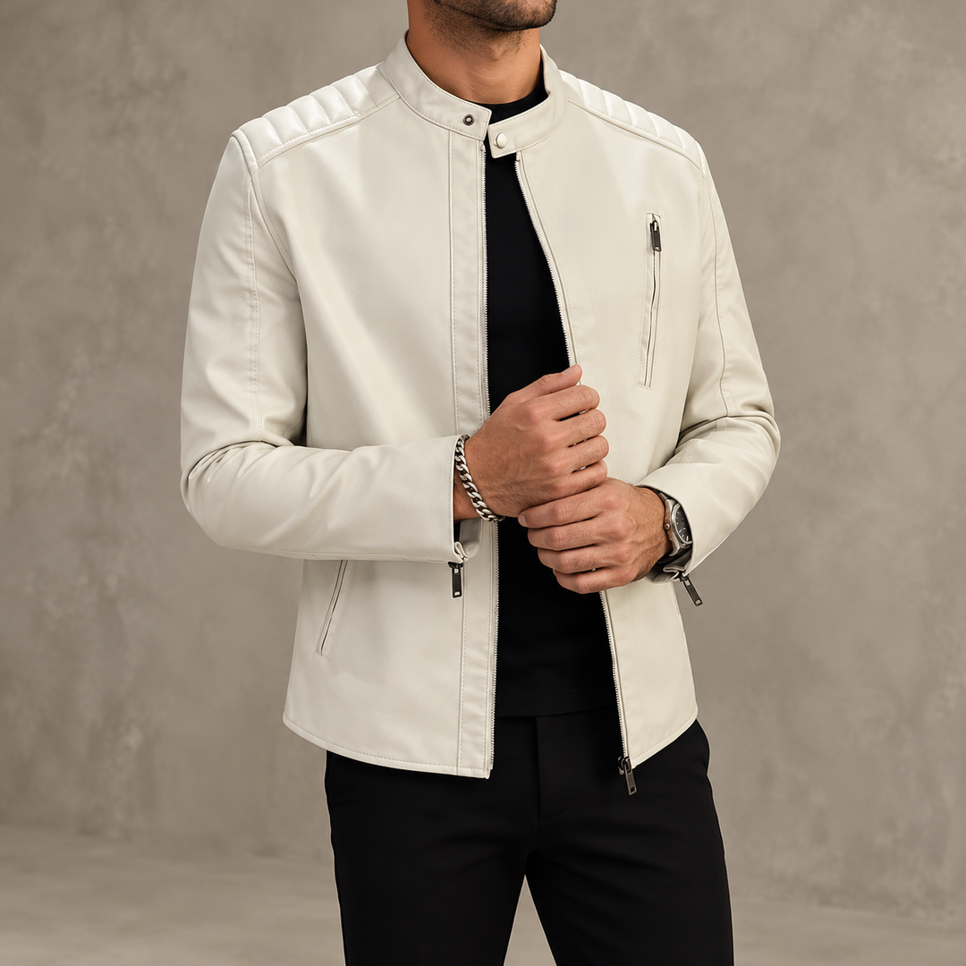 Zhurmecald Quilted-Shoulder Leather Jacket product image 12