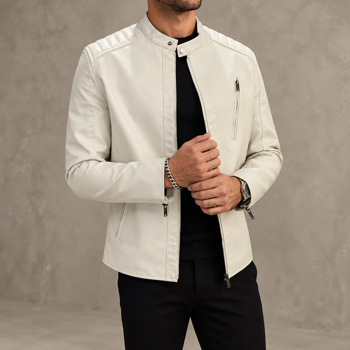 Zhurmecald Quilted-Shoulder Leather Jacket product image 12