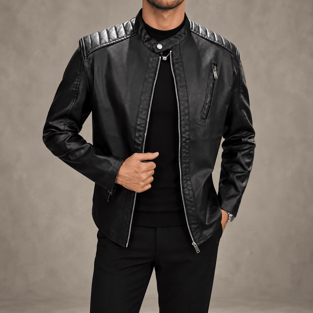 Zhurmecald Quilted-Shoulder Leather Jacket product image 13